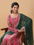 Pink Georgette Digital Floral Printed Kurta with Palazzo and Dupatta